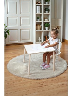 Özgürce Ahşap Montessori Çocuk Masası ve Sandalye Seti, Oyun ve Çalışma Alanı