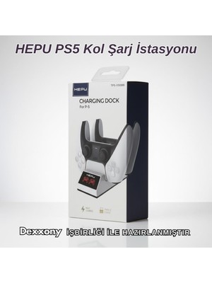 Dexxony Playstation5 Gamepad Şarj Cihazı LED Göstergeli Ps5 Çiftli Şarj Istasyonu Type-C Hızlı Şarj Standı