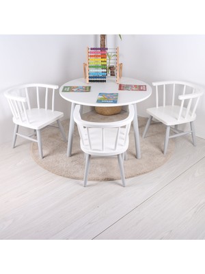 Özgürce Doğal Ahşap Montessori Masa ve Sandalye Seti, Çocuklar Için Güvenli ve Eğlenceli