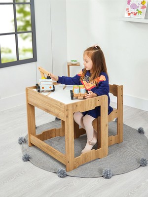 Özgürce Çocuklar Için Ahşap Montessori Oyun ve Çalışma Masası Takımı
