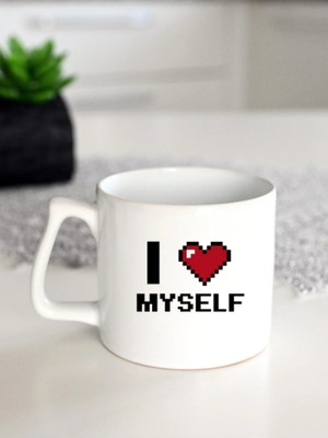 Ivart I Love Myself Baskılı Premium Porselen Kulplu Kupa Bardak-Motto-Kendimi Seviyorum