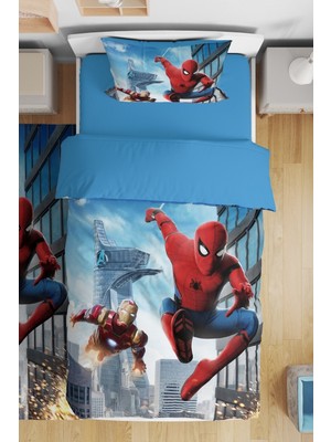 Özgürce Örümcek ve Demir Adam Desenli Tek Kişilik Çocuk Nevresim Takımı