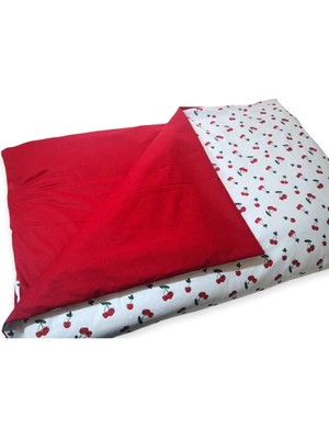 Özgürce Kırmızı Kiraz Desenli Tek Nevresim 160X220 Cm, Yorgan Kılıfı
