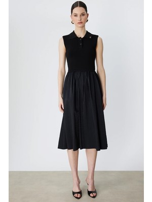 Eskişehir Mağazacılık 76487 Onteks Elbise Düğmeli Gömlek Yaka Kolsuz