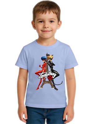 Sedirli Unisex Ladybug Baskılı Çocuk Tişört Pamuklu Penye Kumaş