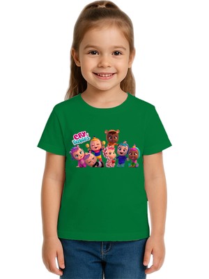 Sedirli Unisex Cry Babies Baskılı Çocuk Tişört Pamuklu Penye Kumaş