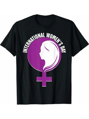 Aesco 8 Mart Dünya Kadınlar Günü Için Özel Baskılı T-Shirt - Siyah