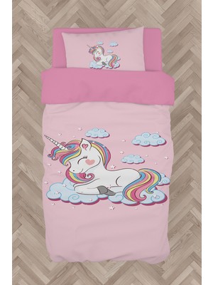 Özgürce Bulut ve Unicorn Desenli Çocuk Odası Nevresim Takımı, Yumuşak ve Şık Tasarım