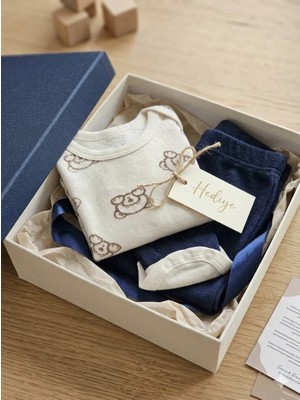 Şimo Butik Kız Erkek Çocuk Bebek Uzun Kollu Çıtçıtlı Body-Badi %100 Organik Pamuk 3.5-4-5-6 Yaş Kırçıllı Ayı Kafa Ekru