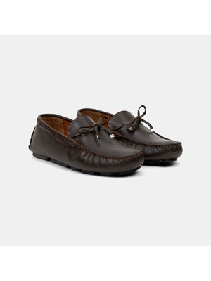 Desa Kahverengi Deri Loafer Erkek Bağcık Detaylı Düz Taban Konforlu Ayakkabı