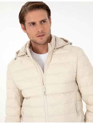 Pierre Cardin Erkek Taş Kapüşonlu Cropped Slim Mont 50292790-VR049