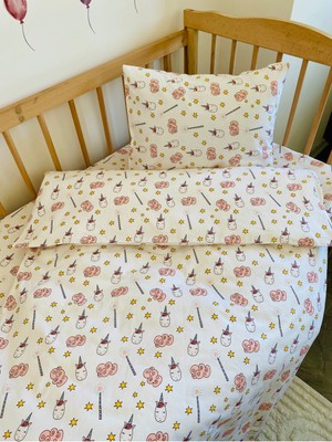 Özgürce Yumuşak Pamuklu Bebek Nevresim Takımı, 70X110 Cm, Sevimli Unicorn Deseni