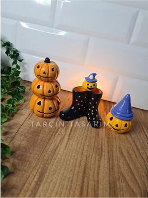 Tarçın Tasarım 3'lü Halloween Set, Balkabağı Hayalet Dekor,el Yapımı(Handmade)