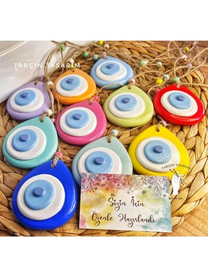 Tarçın Tasarım By Gizem Bağcı 10 Adet El Yapımı Asmalı Nazar Boncuğu, Duvar Dekorasyon Ürünleri, Balkon Bahçe Ağaç Süsü (Handmade)