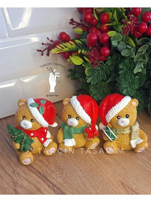 Tarçın Tasarım El Yapımı,3'lü Ayıcık,teddy Bear,yılbaşı Hediyesi,yılbaşı Süsleri(7*5 cm Boyutunda)