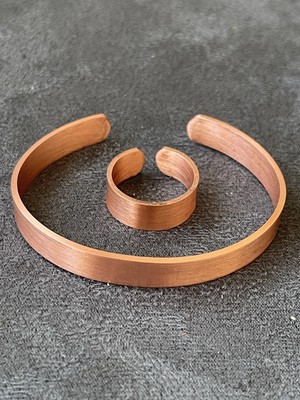 Aida Jewelss El Yapımı Bakır Yüzük ve Bileklik Kombini Ayarlanabilir Ölçü Bakır Set