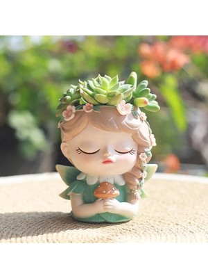 Tarçın Tasarım Sevimli Kız Saksı,dekorasyon,dekoratif Sukulent Saksı
