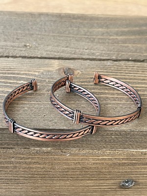 Aida Jewelss 2 Adet El Yapımı Saf Bakır Bilekik , Ayarlanabilir Ölçü 2li Bakır Bileklik