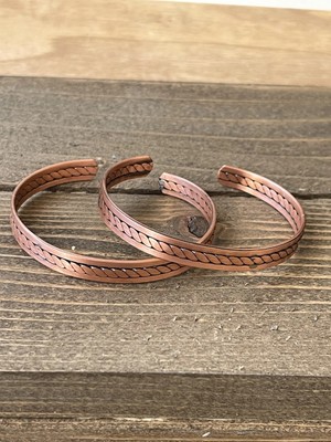 Aida Jewelss 2 Adet El Yapımı Saf Bakır Bilekik , Ayarlanabilir Ölçü 2li Bakır Bileklik