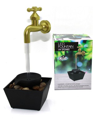 Go İthalat Şelale Musluk Dekoratif Süs Havuzu Elektirikli - Ledli (3791)