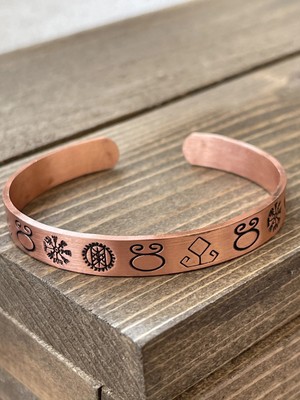 Aida Jewelss El Yapımı Motif Işli Bakır Bileklik , Ayarlanabilir Ölçü Saf Bakır Bileklik 8