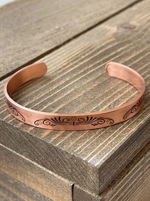 Aida Jewelss El Yapımı Motif Işli Bakır Bileklik , Ayarlanabilir Ölçü Saf Bakır Bileklik 5