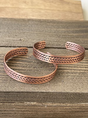 Aida Jewelss 2 Adet El Yapımı Saf Bakır Bilekik , Ayarlanabilir Ölçü 2li Bakır Bileklik