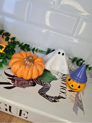 Tarçın Tasarım 3'lü Balkabağı Hayalet Dekor,halloween,el Yapımı(Handmade)