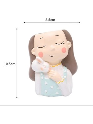 Tarçın Tasarım Tavşanlı Kız Saksı,hediyelik,eşya,kaktüs ve Sukulent Seti,dekoratif Eşya,,el Yapımı(Handmade),