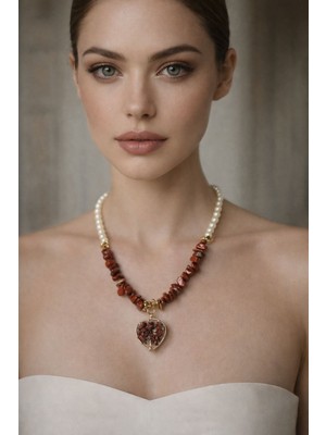 Solare Accessories Aura Doğal Kırık Yeşim & Cam Inci Kolye