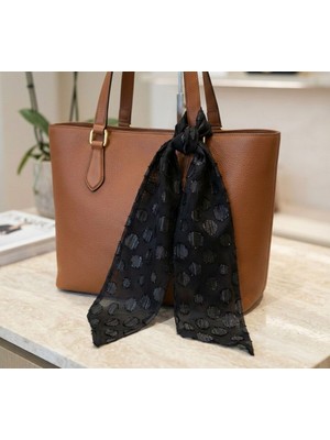 Jz Moda Işıltılı Iri Puantiyeli Çift Katlı Entascarf - Lüks Çanta Fuları ( 95X8 cm )