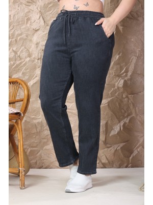 Era Lisa Beli Lastikli Rahat Kalıp Büyük Beden Kadın Kot Pantolon