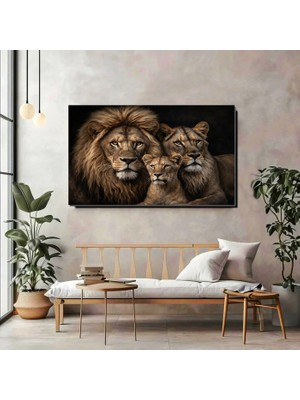 Artprinta Aslan Ailesi Kanvas Tablo – Güç ve Asaletin Simgesi Modern Duvar Dekoru