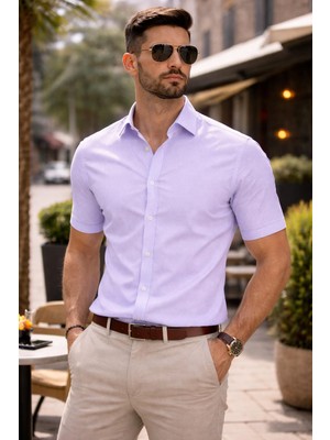 Colvis Man Erkek Kısakol Slim Fit Oxford Gömlek Pamuklu Yazlık Dar Kesim Modern Spor Şık Gömlek