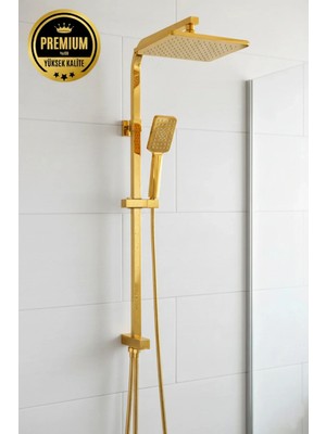 Banyonatural Altın Gold Tepe Yağmurlama Kirec Kırıcılı Toro Duş Seti Pirinç Yönlendirici