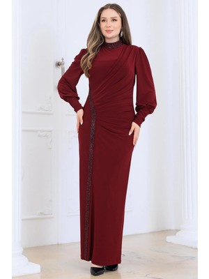 Esilanur Eleni Tesettür Abiye Bordo