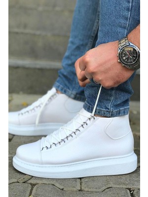Roof Atelier Erkek Beyaz Bağcıklı Kalın Taban Bot - 258 - Cbt Roma