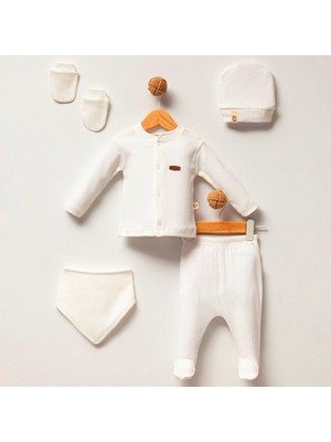 Mahfel 5'li Ekru %100 Pamuk Premium Hastane Çıkış Seti