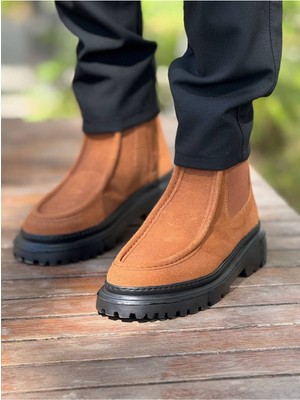 Roof Atelier Erkek Taba Yandan Elastik Bantlı Fermuarlı Bot - 2433 - Sst