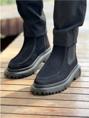 Roof Atelier Erkek Siyah Yandan Elastik Bantlı Fermuarlı Bot - 2433 - Sst
