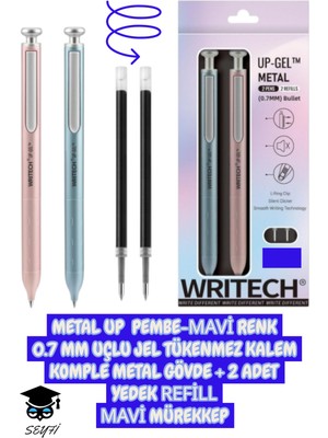 0.7 mm Uçlu Jel Tükenmez Kalem Komple Metal Gövde Set Writech