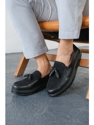 Roof Atelier Erkek Siyah Püsküllü Loafer Ayakkabı - 002 - Cst Loafer Pelle