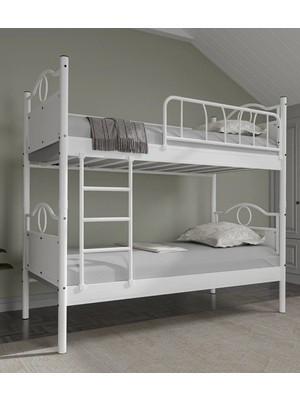 Missidea Zümrüt Ayrılabilir Sağlam Metal Ranza Beyaz 90X190 cm