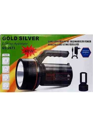 Gold Silver GS-2671 Şarjlı El Feneri 40W+28 Smd LED Projektör