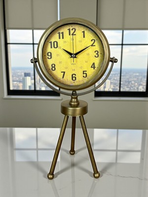 Motto Ticaret Retro Antique Üç Ayaklı Metal Eskitme Masa Saati