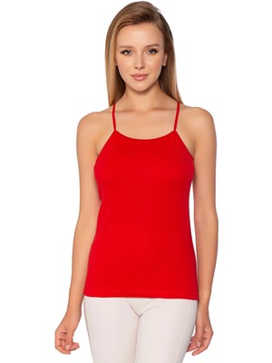 Gümüş 4023  6'lı Kadın Renkli Ribana Ip Askı Düz Biye Atlet