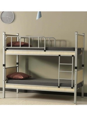 Missidea Profesyonel Yurt Tipi Ahşap Ranza Gri 90X190 cm