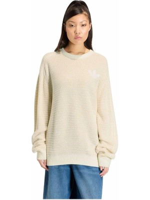 Adidas Kadın  Beyaz  Sweatshirt Knıt Sweater KQ6290