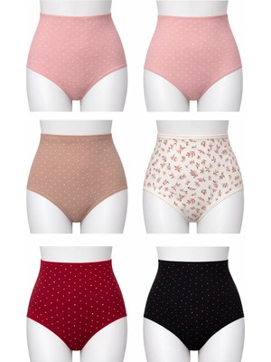 Berrak 11673 Yüksek Bel Bato Pamuklu Kadın Külot 6'lı Paket-Karışık Renkli