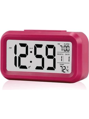İntora Işıklı Dereceli Masa Ofis Saati Alarmlı Termometre Takvim Çalar Saat